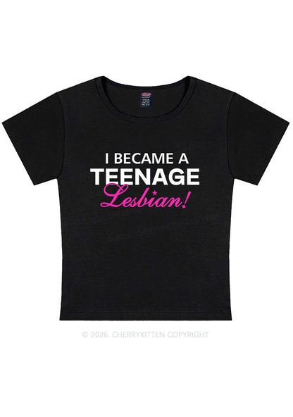 I Became A Teenage Lesbian Pride Y2K Baby Tee Cherrykitten