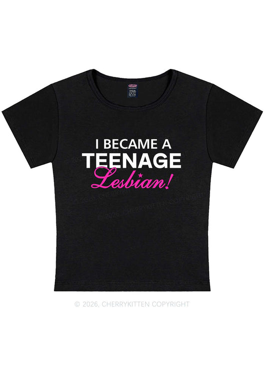 I Became A Teenage Lesbian Pride Y2K Baby Tee Cherrykitten
