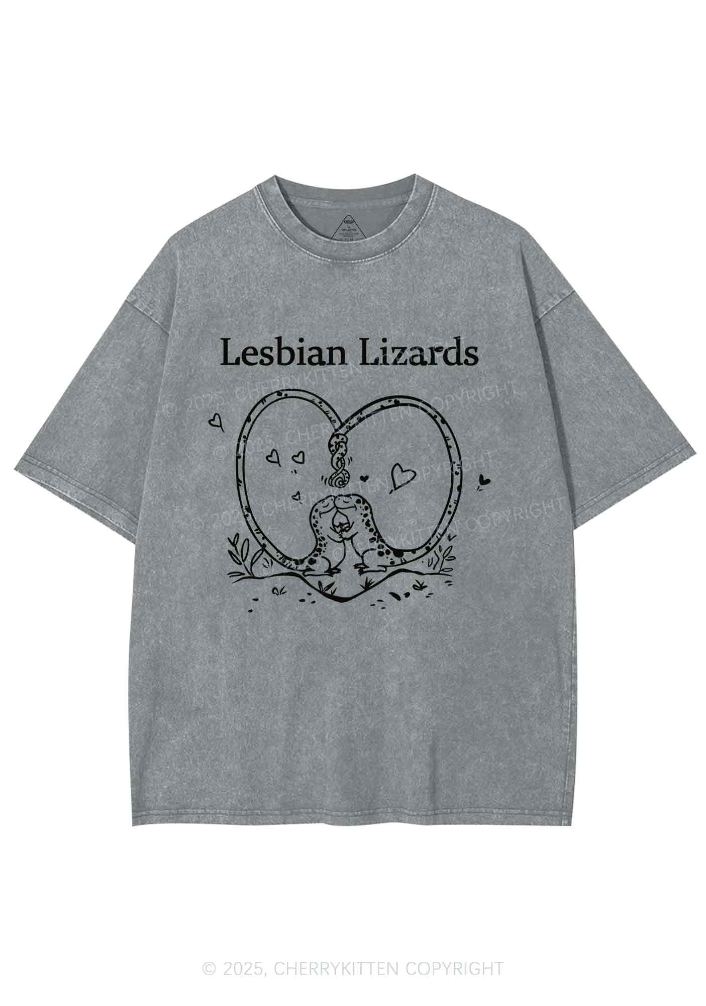 Lesbian Lizards Y2K Shirts Washed Tee Cherrykitten