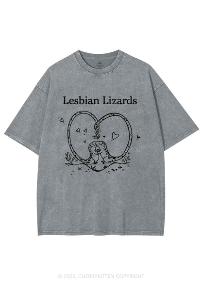 Lesbian Lizards Y2K Shirts Washed Tee Cherrykitten