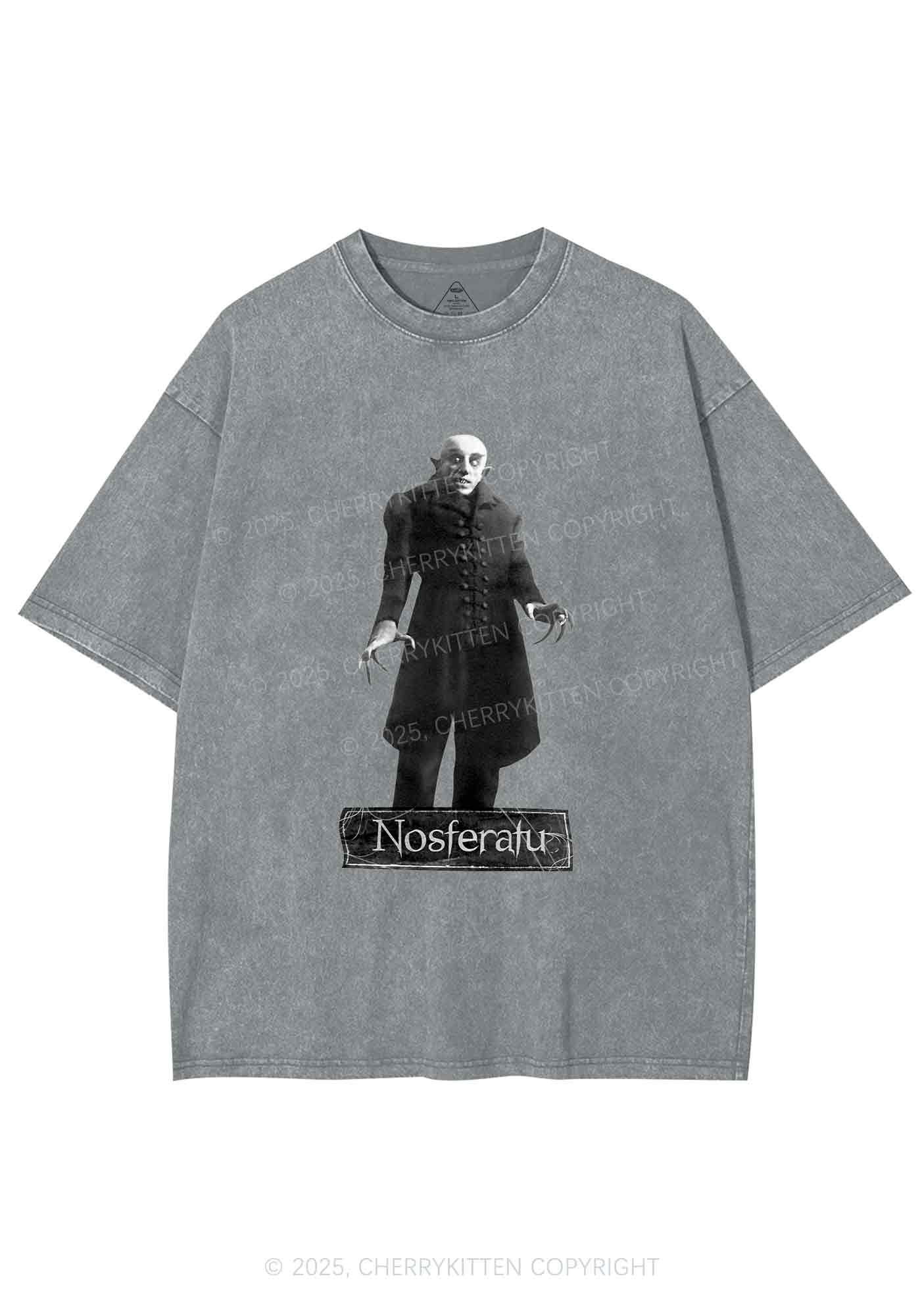Halloween Male Vampire Y2K Shirts Washed Tee Cherrykitten