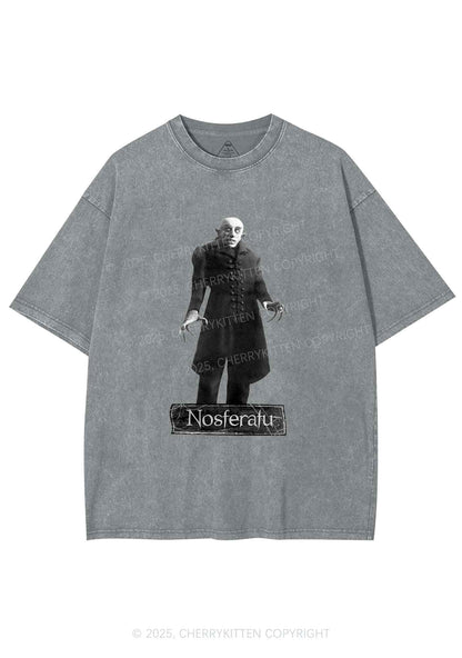 Halloween Male Vampire Y2K Shirts Washed Tee Cherrykitten