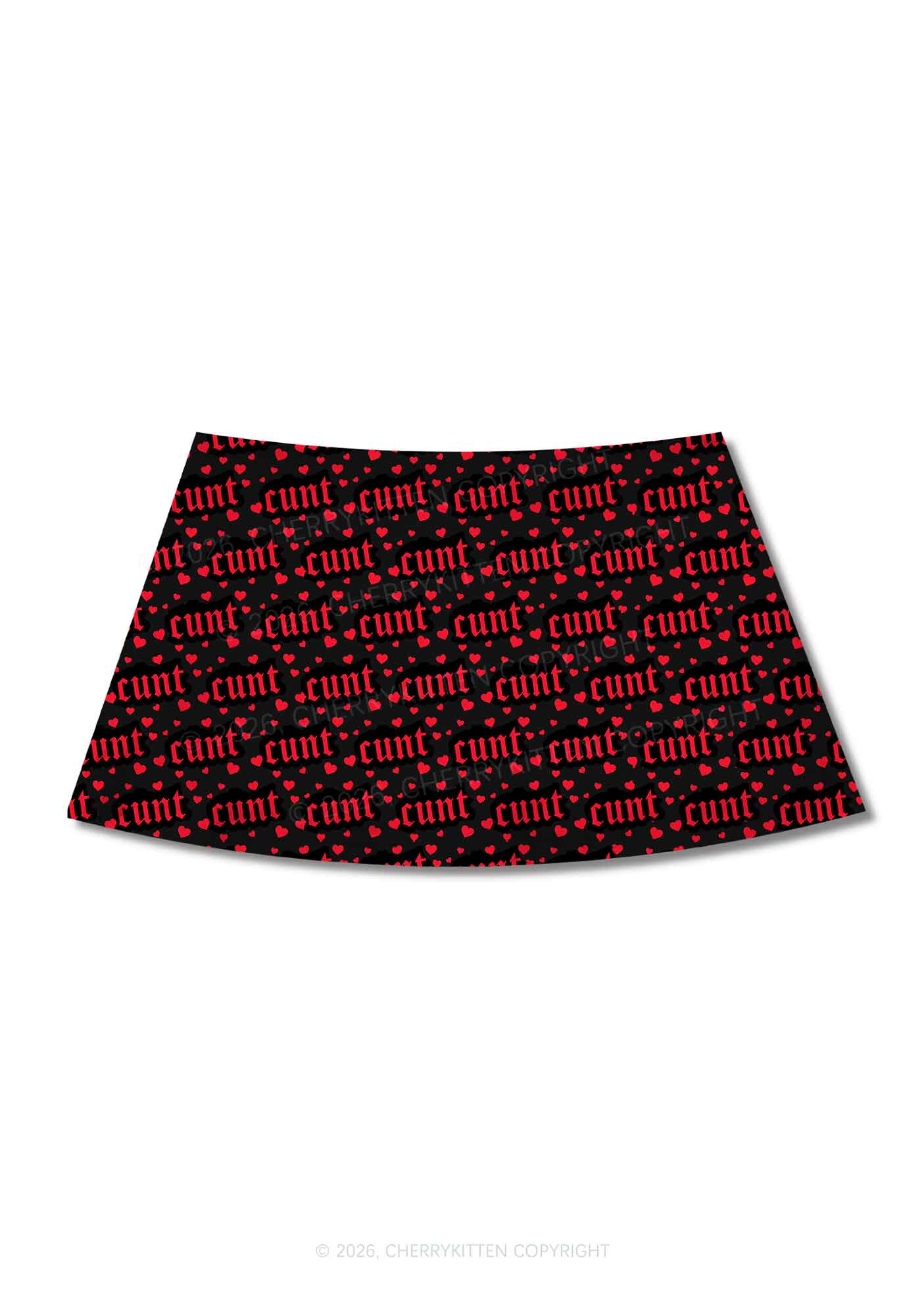 Red Hearts Cxxt Valentine's Day Y2K Print Mini Skirt Cherrykitten