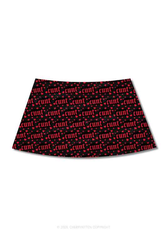 Red Hearts Cxxt Valentine's Day Y2K Print Mini Skirt Cherrykitten