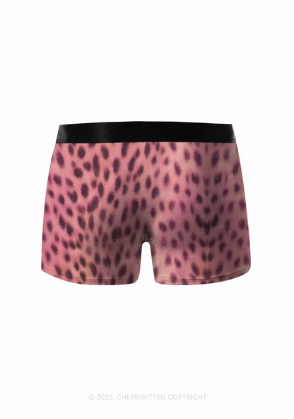 Pink Leopard Y2K Print Men Boxer Briefs Cherrykitten