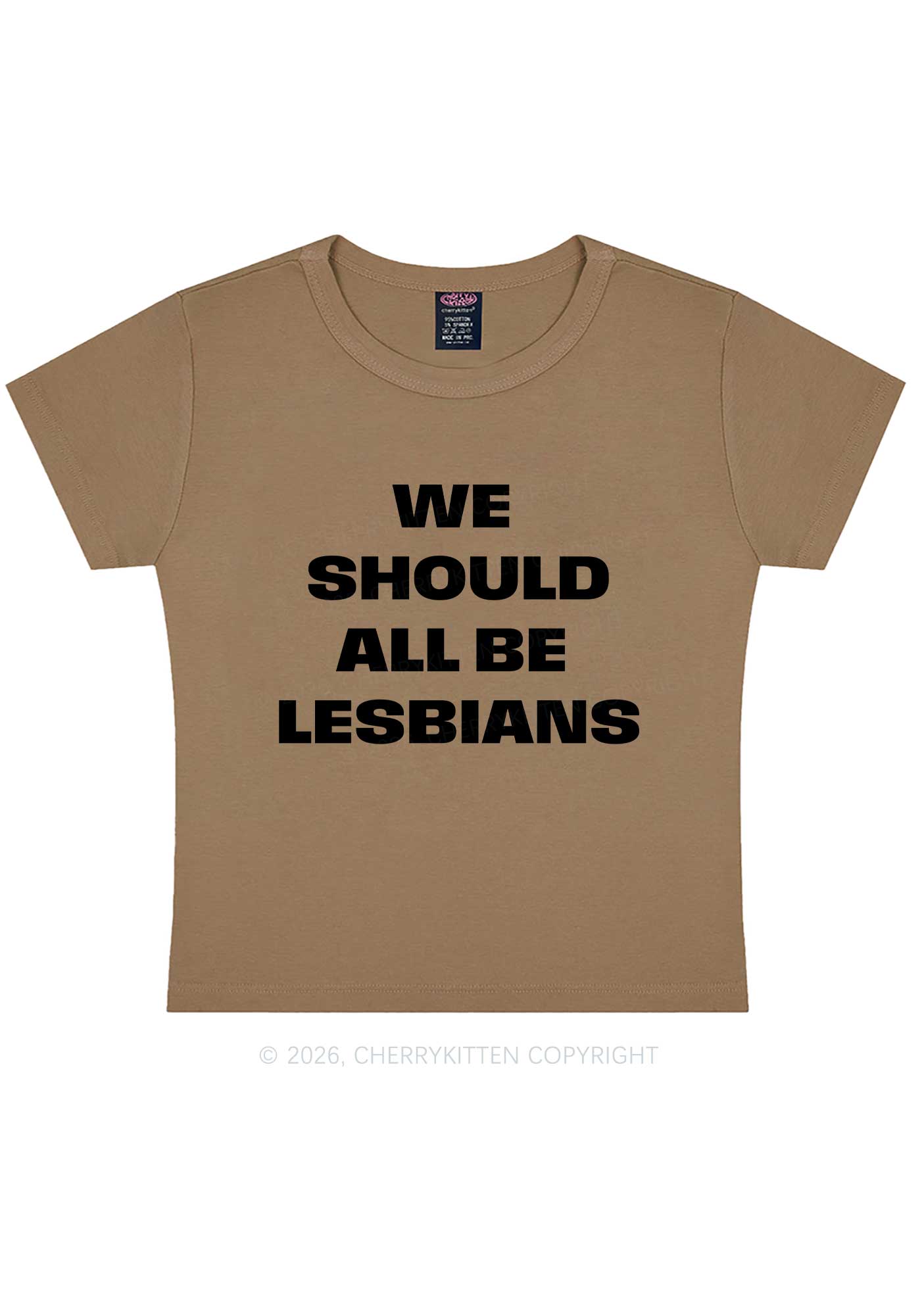 We Should All Be Lesbians Pride Y2K Baby Tee Cherrykitten