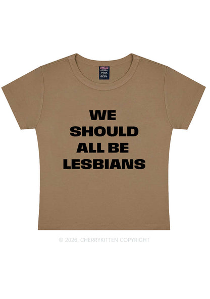 We Should All Be Lesbians Pride Y2K Baby Tee Cherrykitten