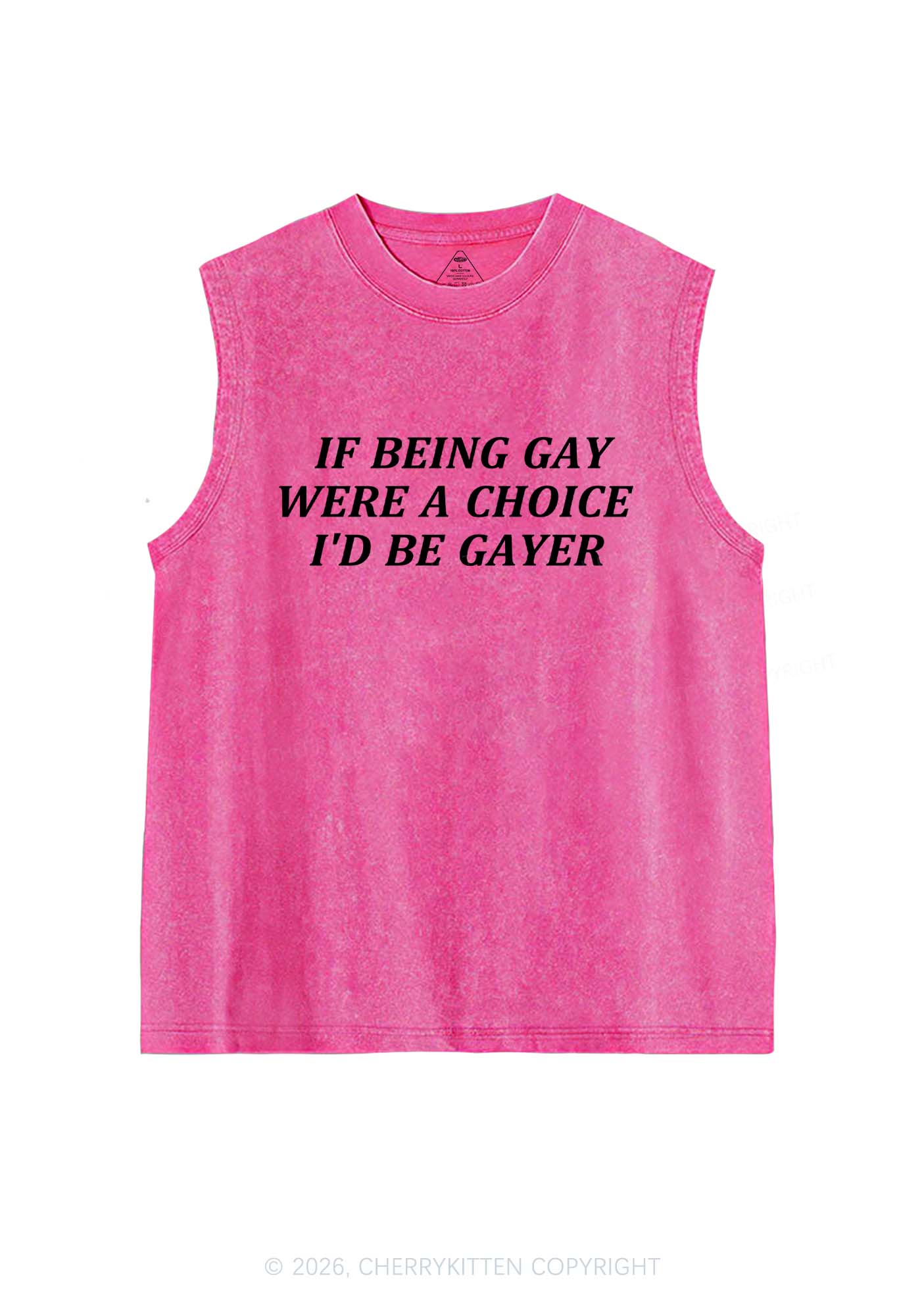 Being Gay Were A Choice Pride Y2K Washed Muscle Tank Cherrykitten