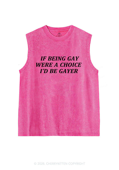 Being Gay Were A Choice Pride Y2K Washed Muscle Tank Cherrykitten