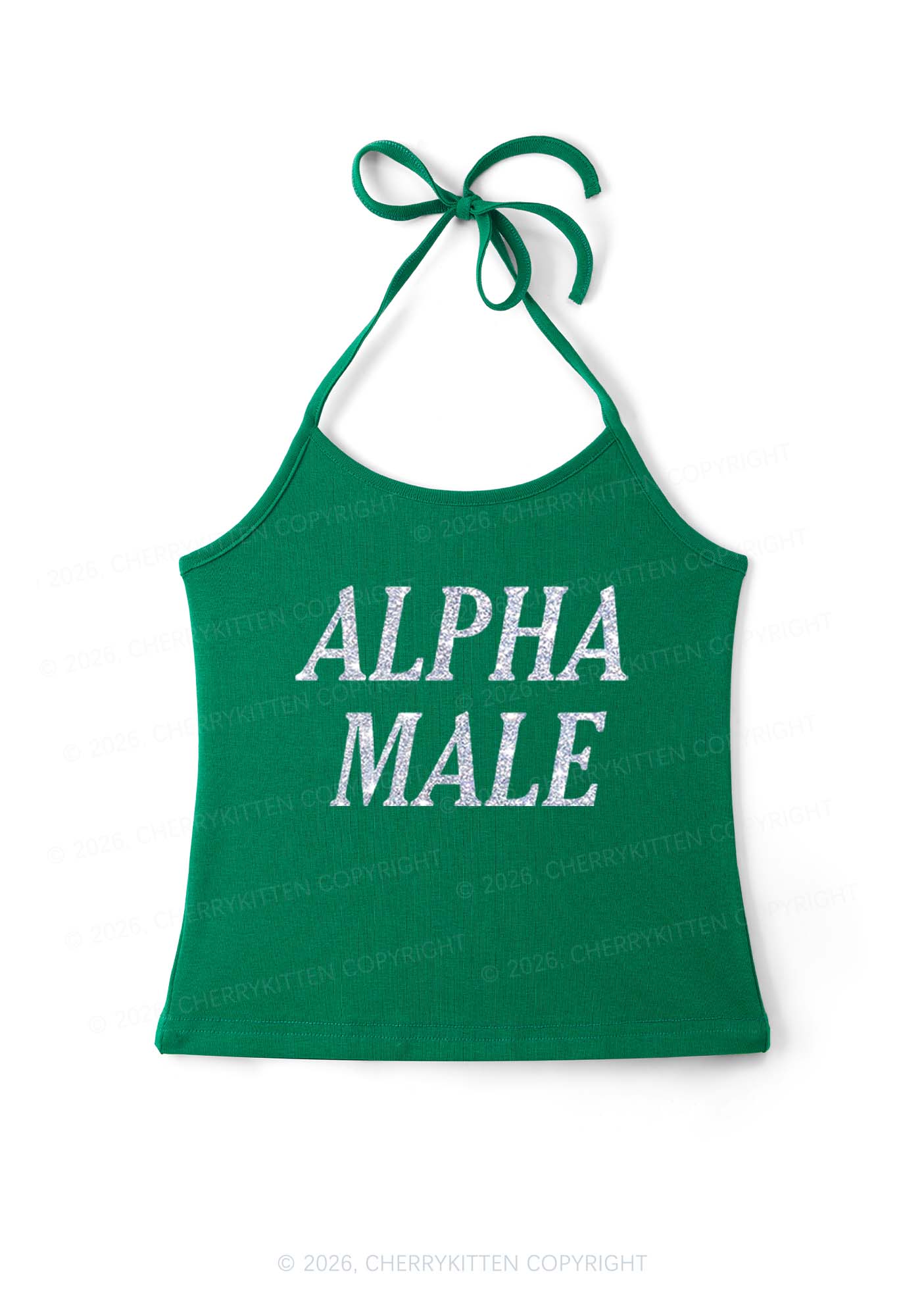 Glitter Alpha Male Y2K Halter Neck Cami Cherrykitten