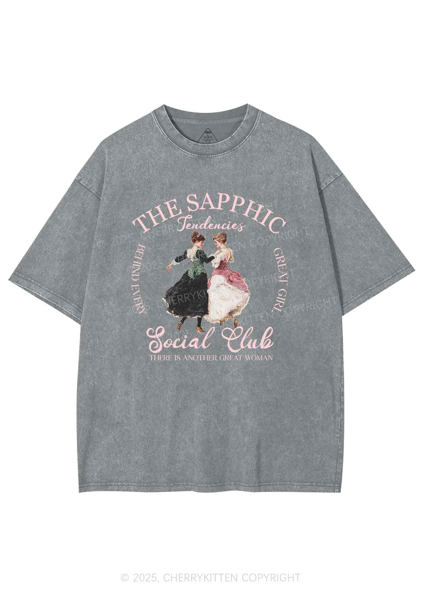 The Sapphic Pride Y2K Shirts Washed Tee Cherrykitten