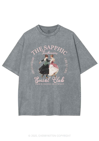 The Sapphic Pride Y2K Shirts Washed Tee Cherrykitten
