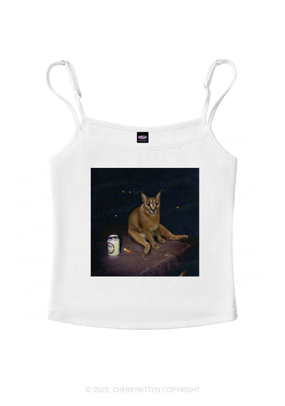 Drinking Floppa Y2K Spaghetti Strap Cami Cherrykitten
