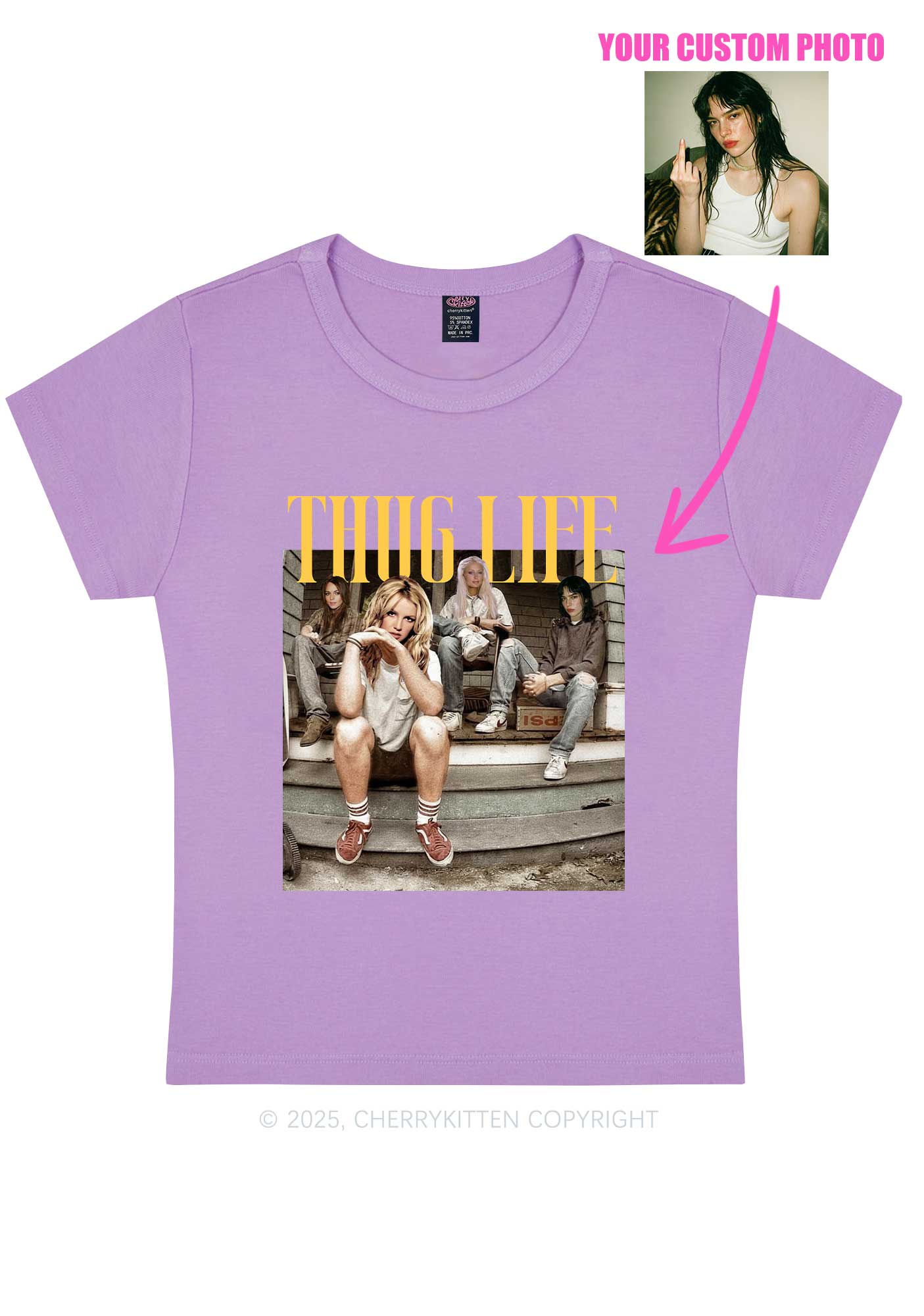 Custom Girls Thug Life Y2K Baby Tee Cherrykitten