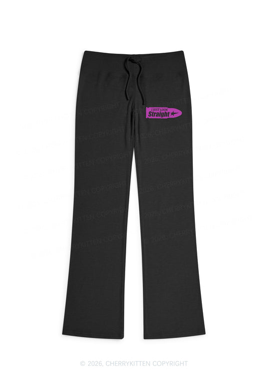 I Just Look Straight Pride Y2K Low Rise Drawstring Flare Pants Cherrykitten