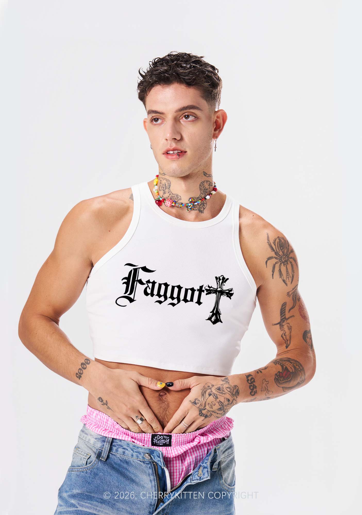 Goth Faggot Pride Y2K Crop Tank Top Cherrykitten