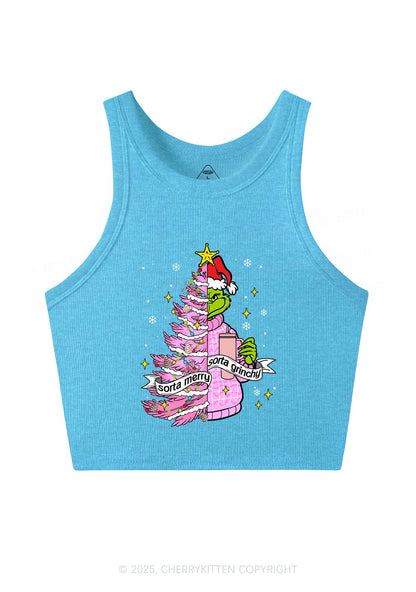 Christmas Sorta Merry Y2K Crop Tank Top Cherrykitten