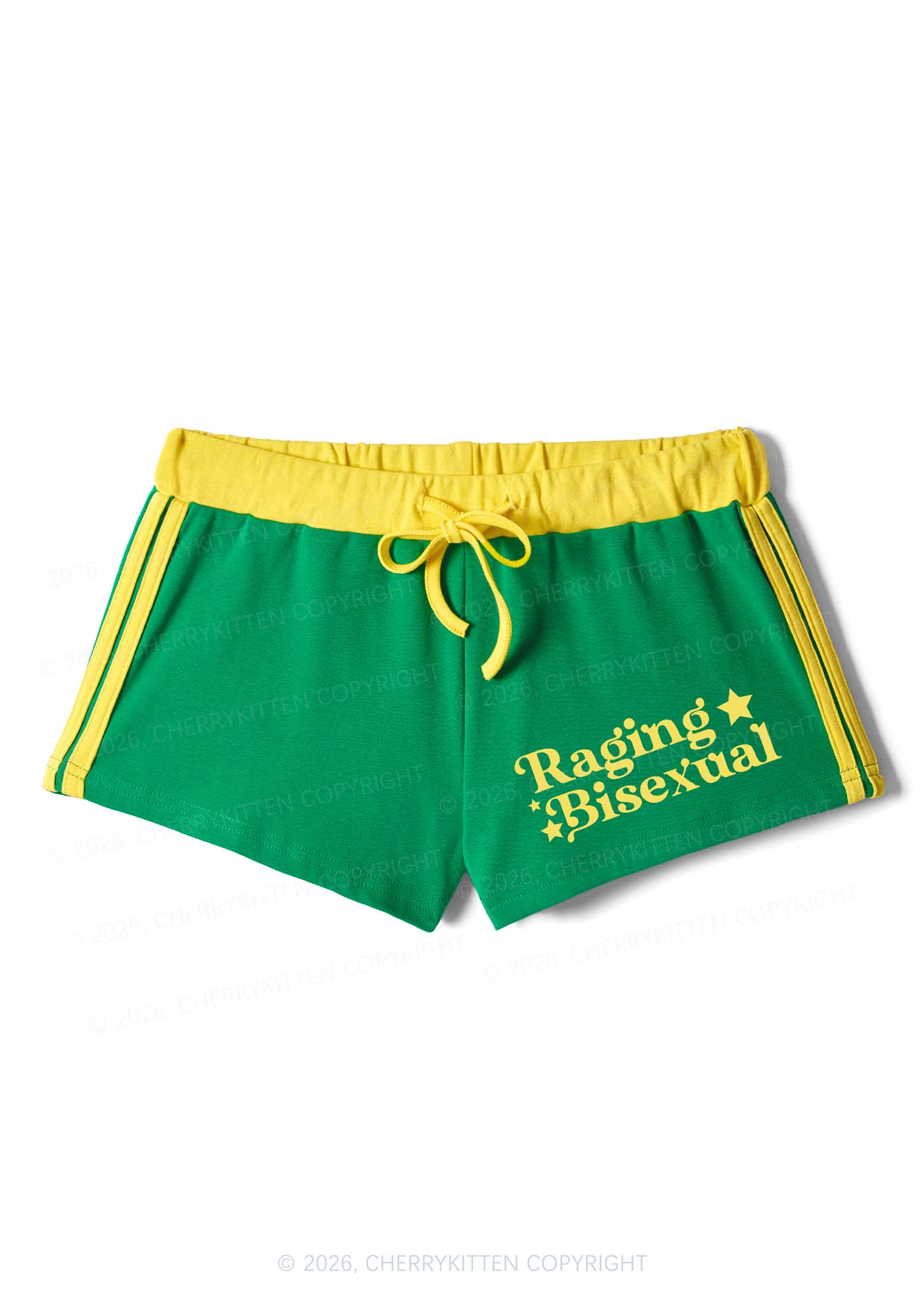 Raging Bisexual Pride Y2K Drawstring Mini Shorts Cherrykitten