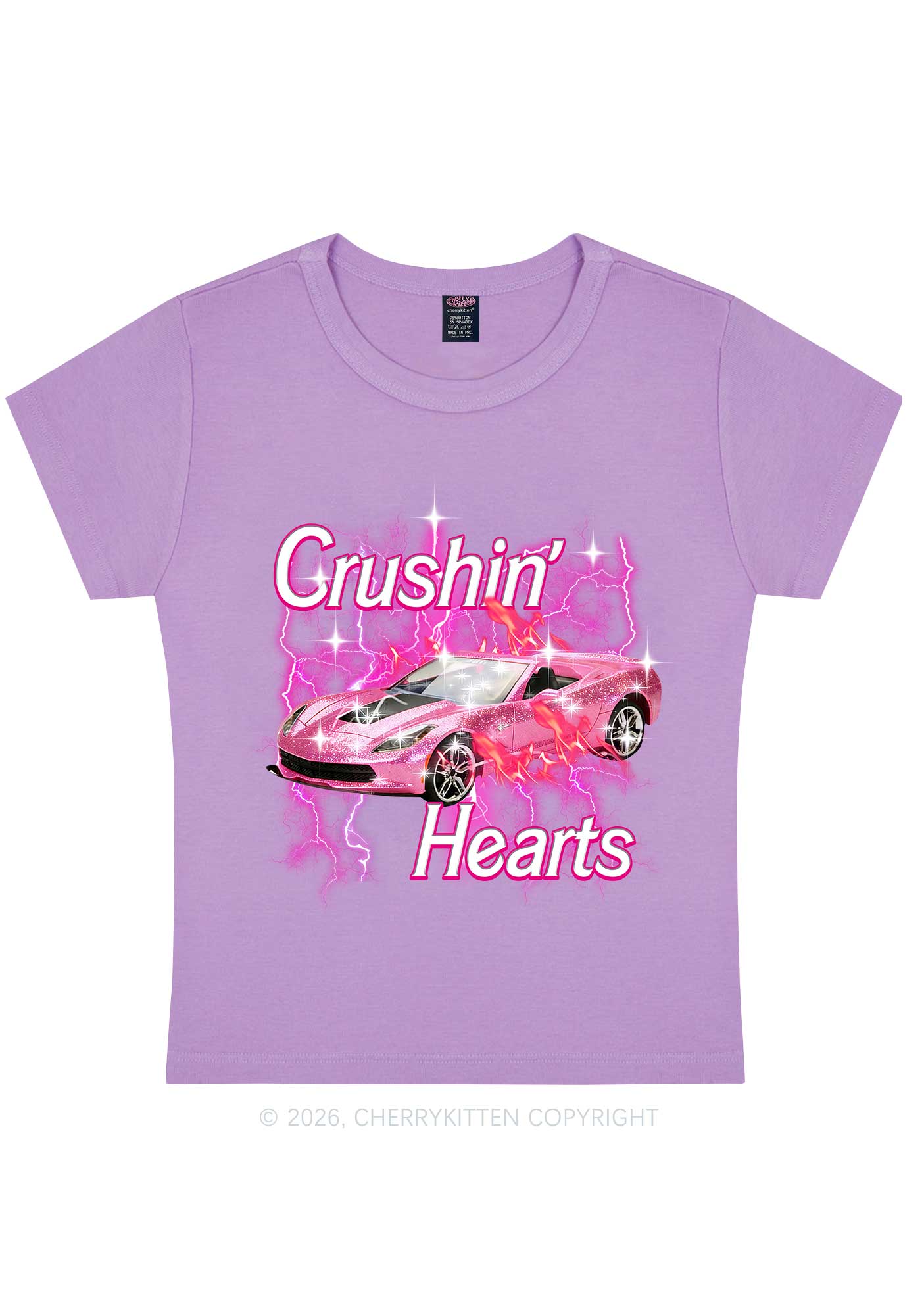 Crushin Hearts Valentine's Day Y2K Baby Tee Cherrykitten