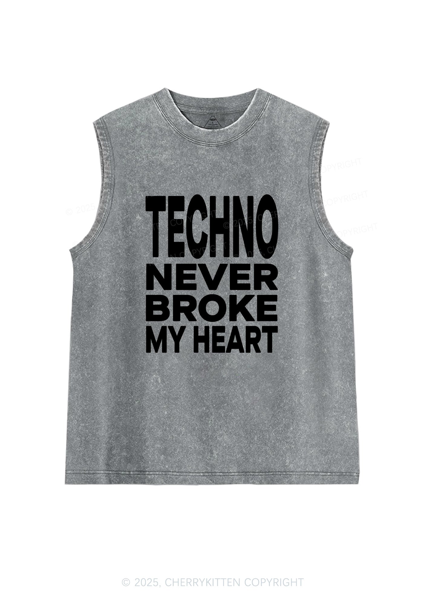 Techno Heart Y2K Washed Muscle Tank Cherrykitten