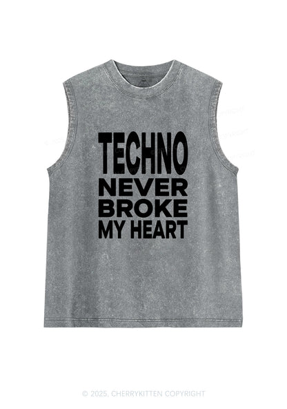 Techno Heart Y2K Washed Muscle Tank Cherrykitten