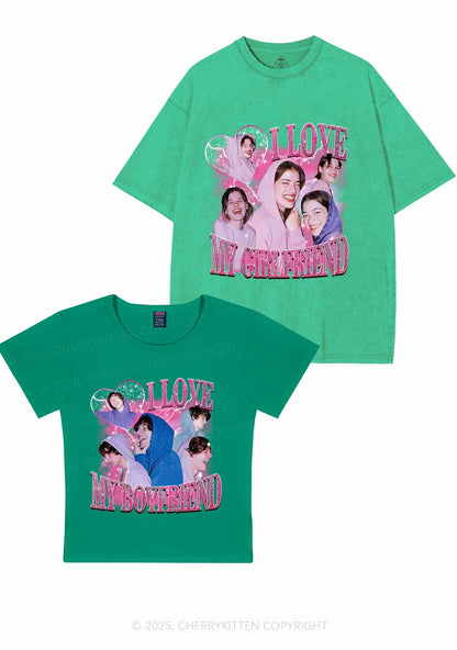 Custom Photos I Love GF BF Y2K Valentine's Day Couple Shirt Cherrykitten