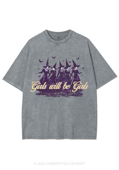 Halloween Witches Will Be Witches Y2K Shirts Washed Tee Cherrykitten