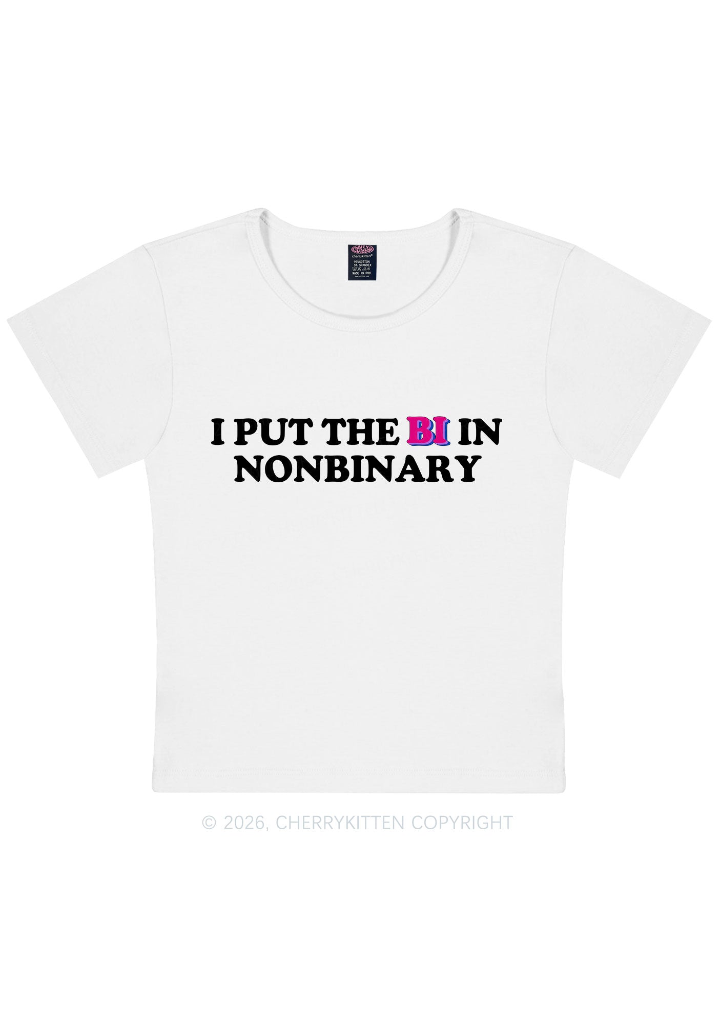 I Put The Bi In Nonbinary Pride Y2K Baby Tee Cherrykitten