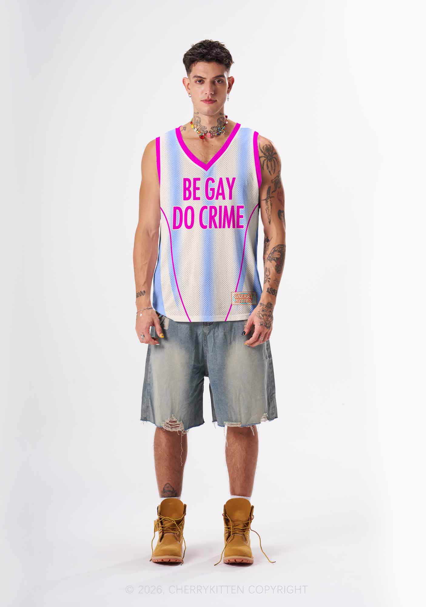 Purple Be Gay Do Crime Pride Y2K Sport Jersey Tank Cherrykitten