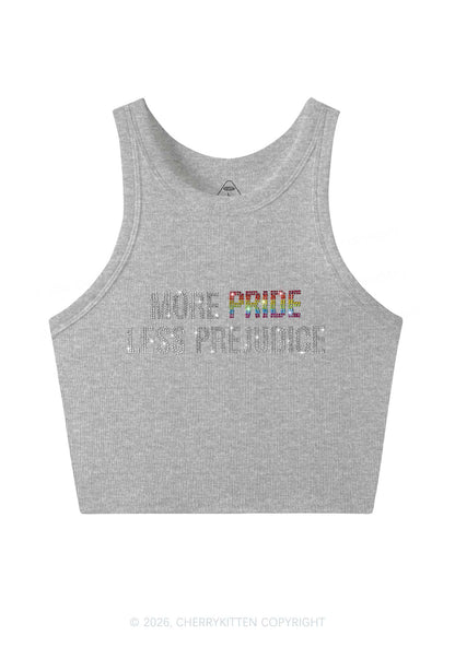 Rhinestone More Pride Less Prejudice Pride Y2K Crop Tank Top Cherrykitten