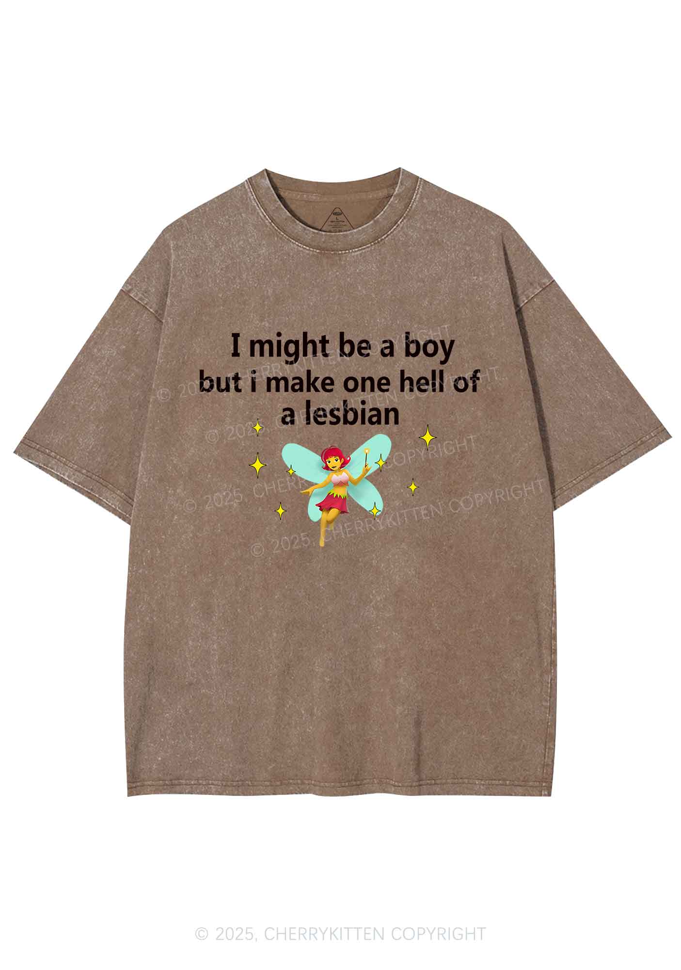 Make Hell Of Lesbian Y2K Shirts Washed Tee Cherrykitten