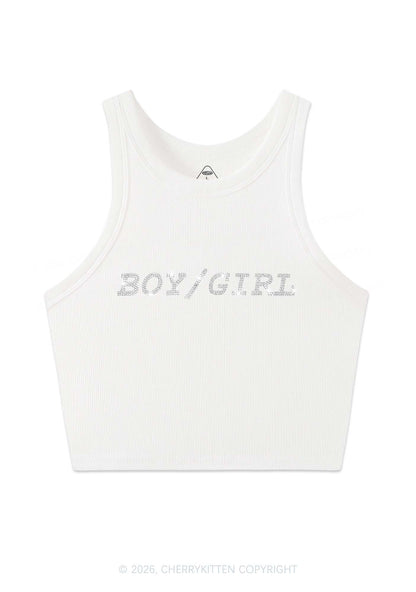 Rhinestone Boy Or Girl Pride Y2K Crop Tank Top Cherrykitten