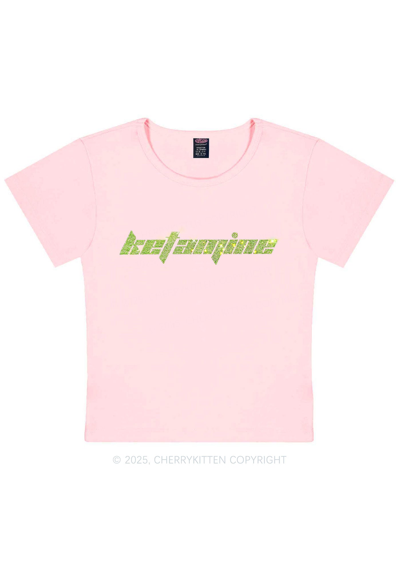 Rhinestone Ketamxxe Y2K Baby Tee Cherrykitten