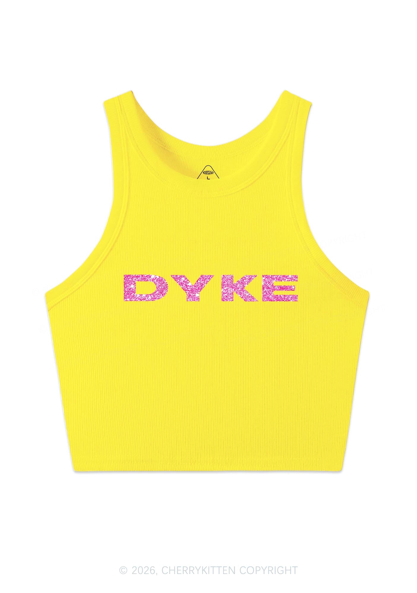 Glitter DYKE Pride Y2K Crop Tank Top Cherrykitten