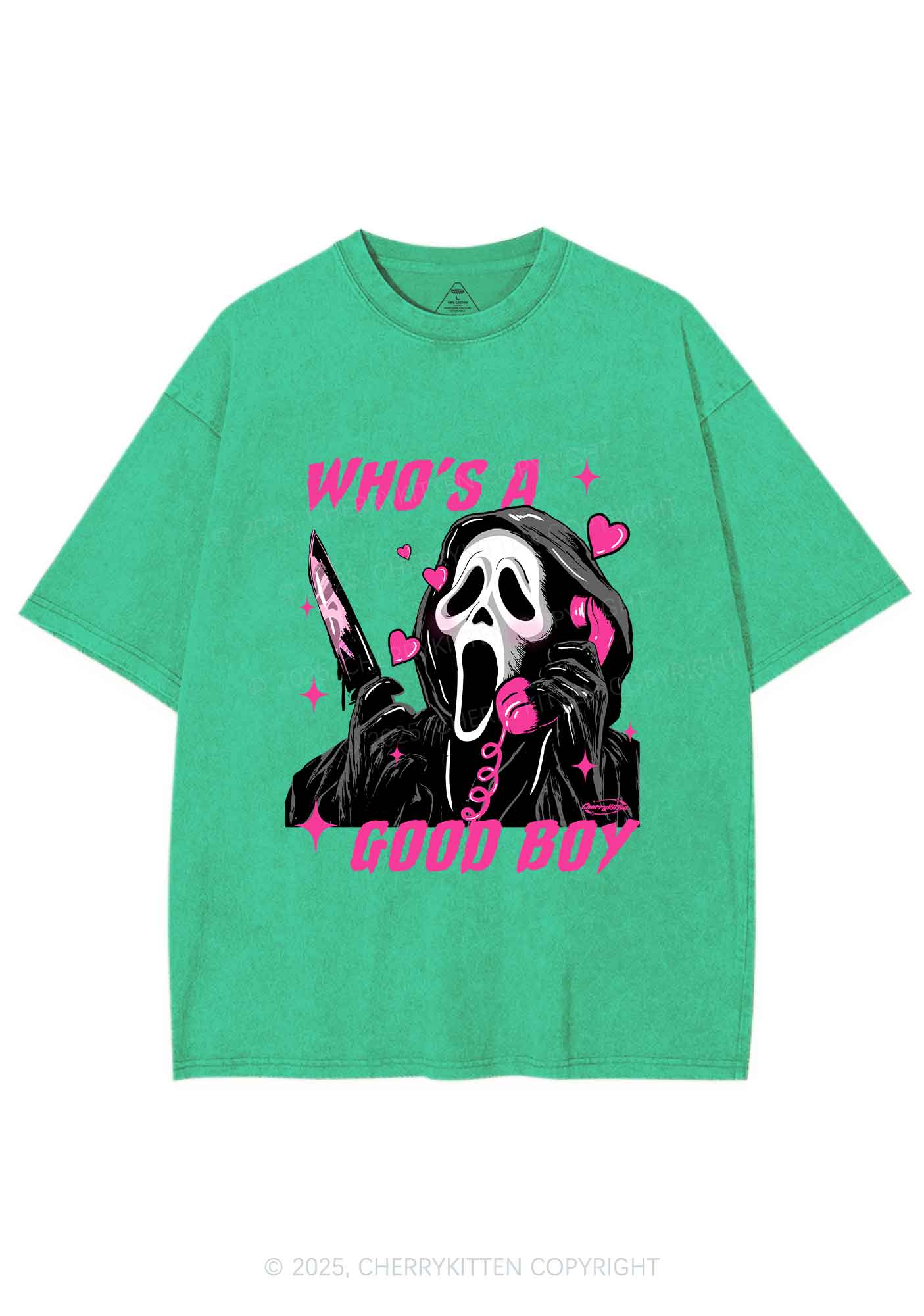 Halloween Ghost Good Boy Y2K Shirts Washed Tee Cherrykitten