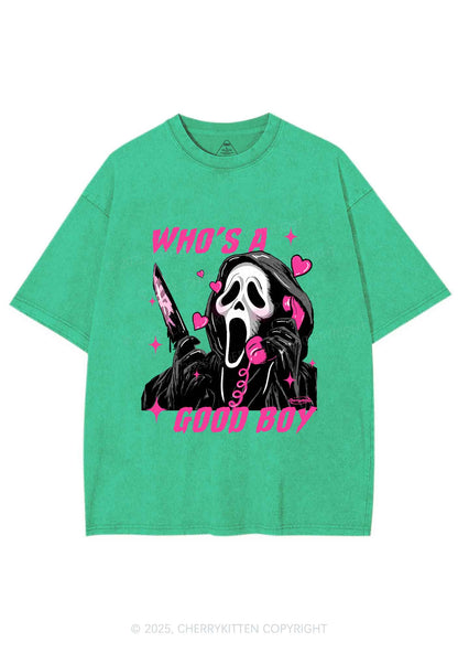 Halloween Ghost Good Boy Y2K Shirts Washed Tee Cherrykitten