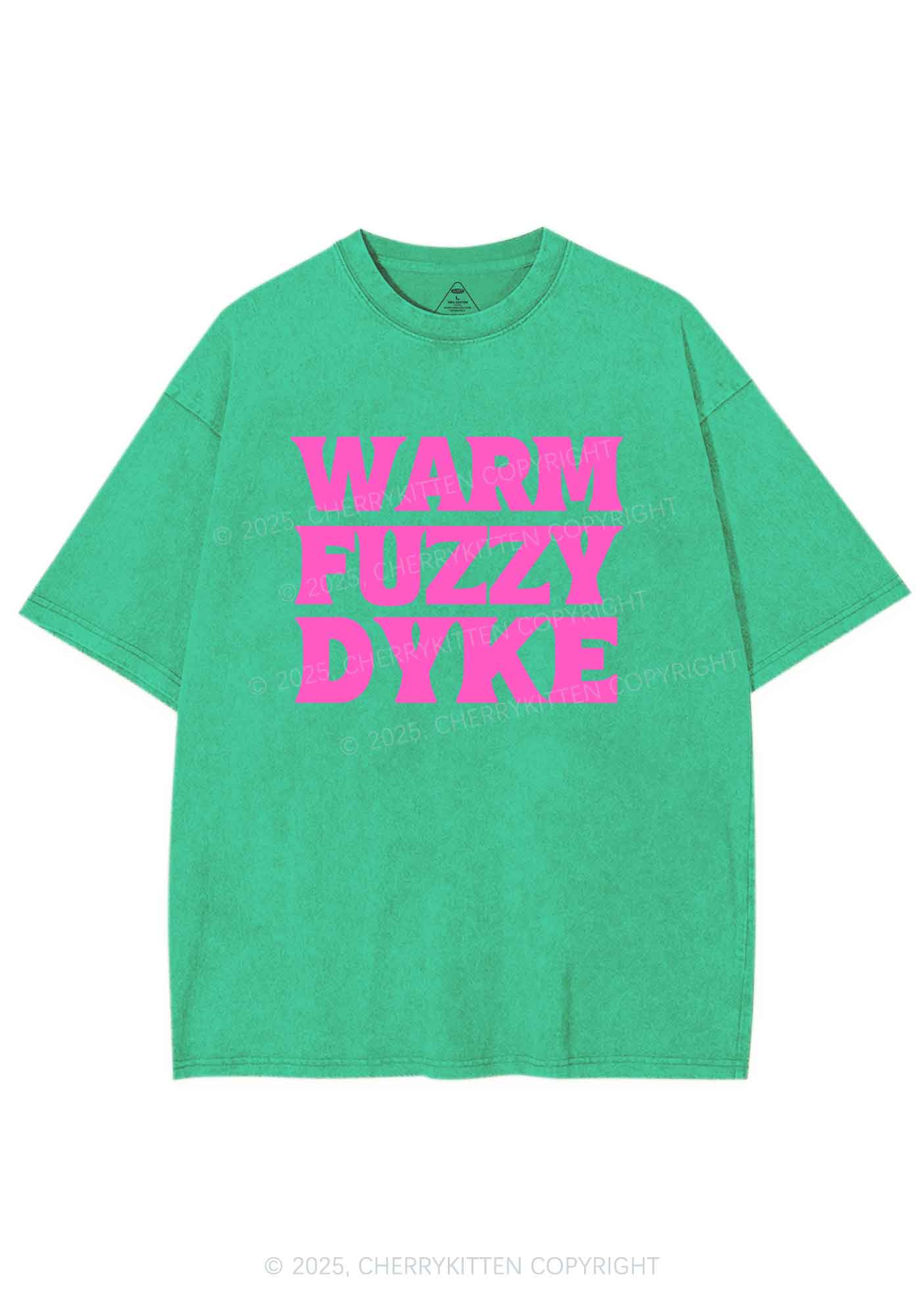 Warm Fuzzy Dyke Y2K Shirts Washed Tee Cherrykitten