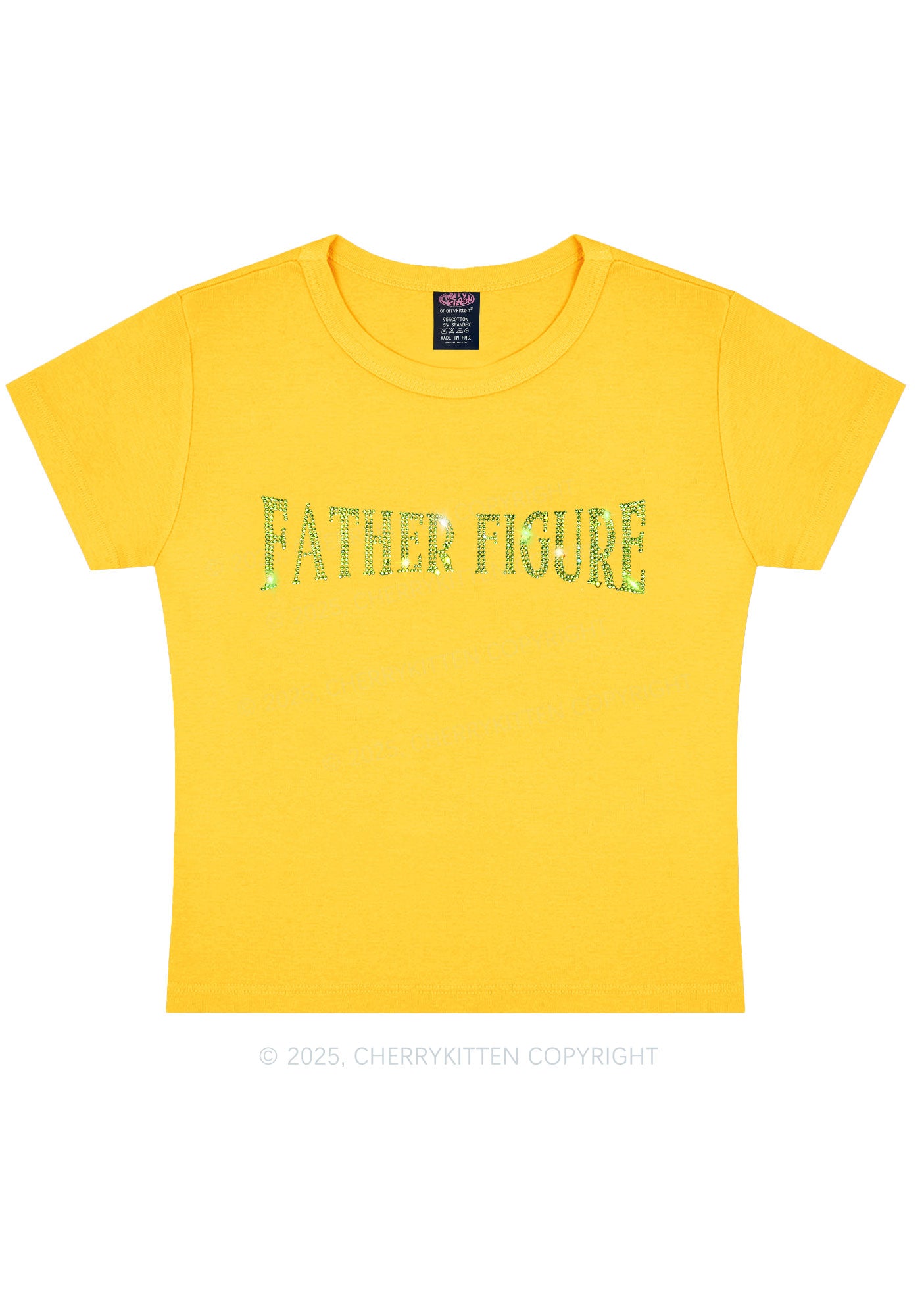 Rhinestone Father Figure Y2K Baby Tee Cherrykitten