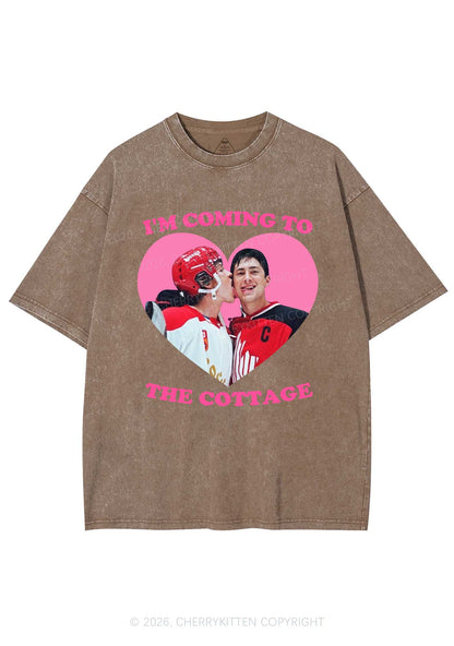Coming To Cottage HR Y2K Shirts Washed Tee Cherrykitten