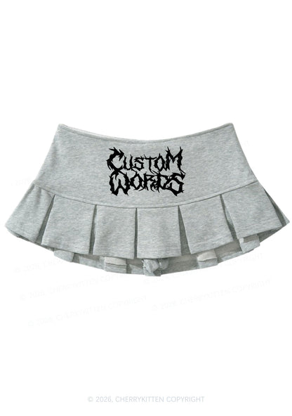 Custom Text Punk Font Y2K Mini Pleated Skirts Cherrykitten