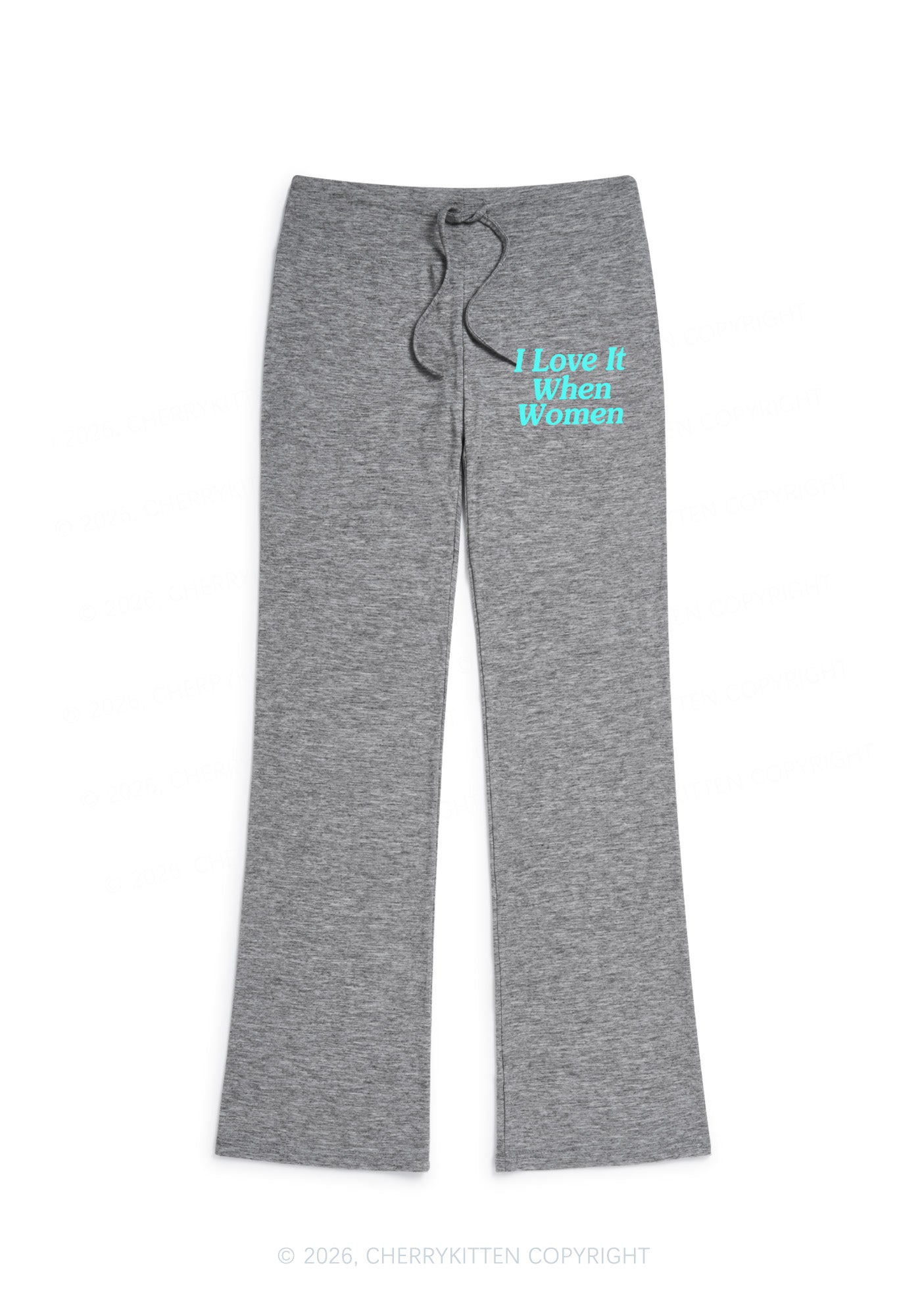 I Love It When Women Pride Y2K Low Rise Drawstring Flare Pants Cherrykitten