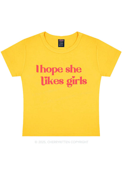 I Hope She Likes Girls Y2K Baby Tee Cherrykitten