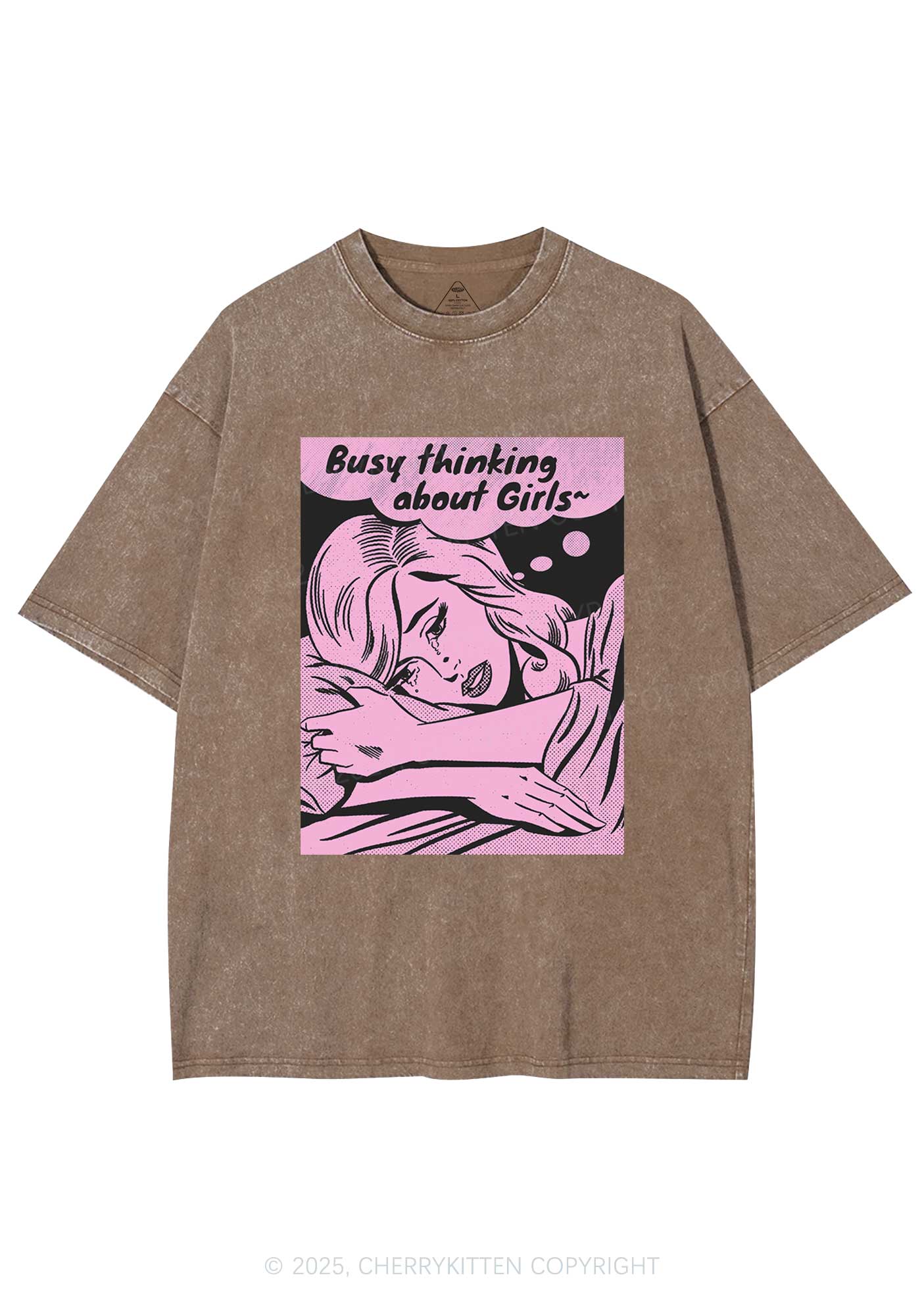 Busy Thinking About Girls Y2K Shirts Washed Tee Cherrykitten