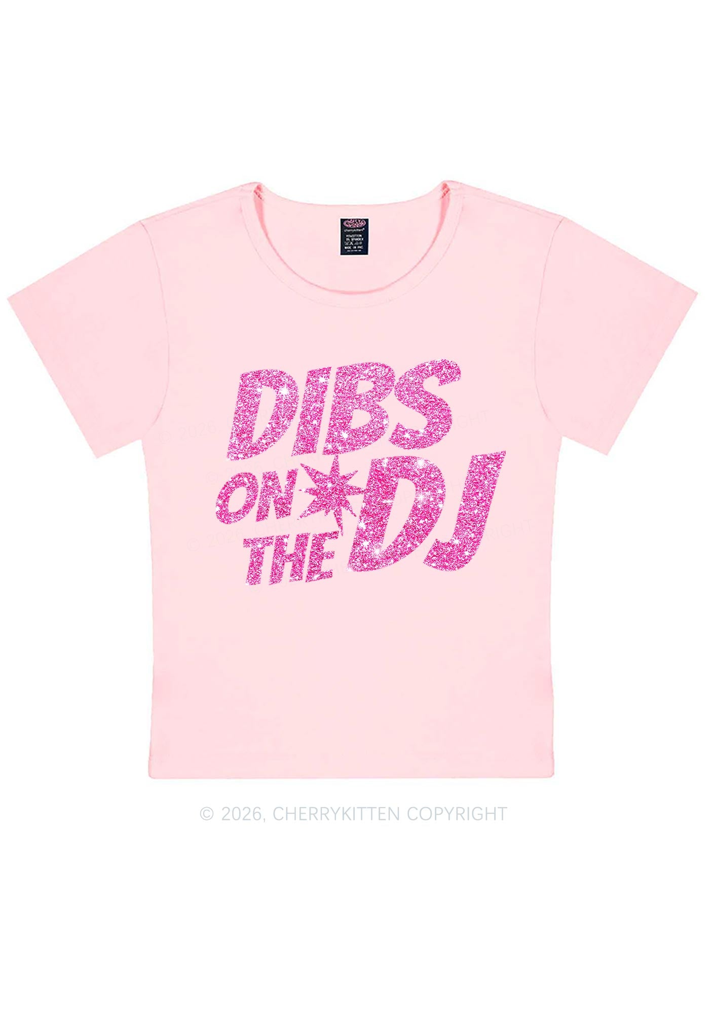 Glitter Dibs On The DJ Y2K Baby Tee Cherrykitten
