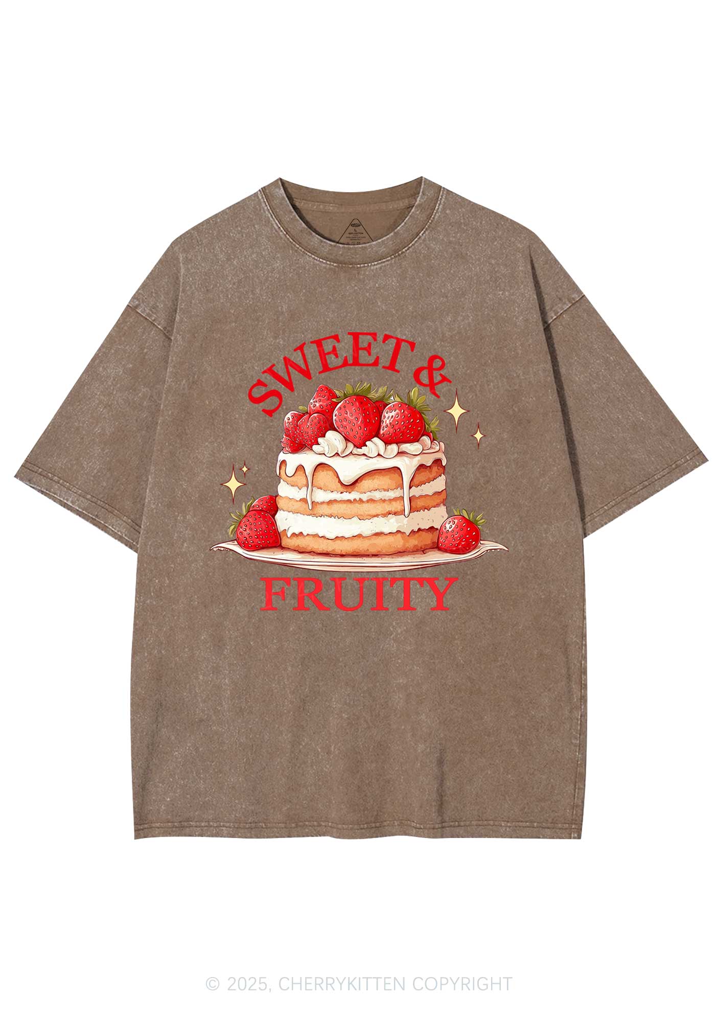 Sweet And Fruity Cake Y2K Shirts Washed Tee Cherrykitten