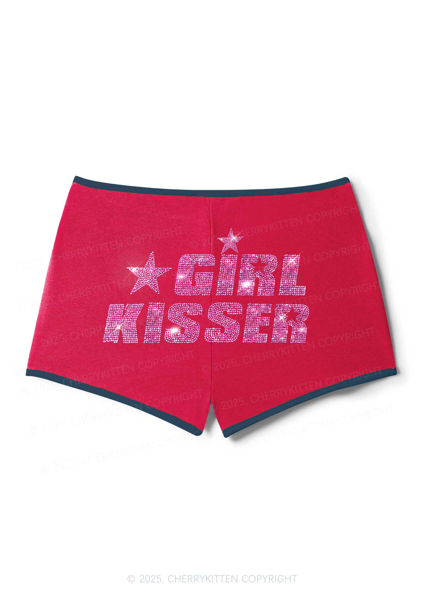 Rhinestone Girl kisser Pride Y2K Booty Shorts Cherrykitten