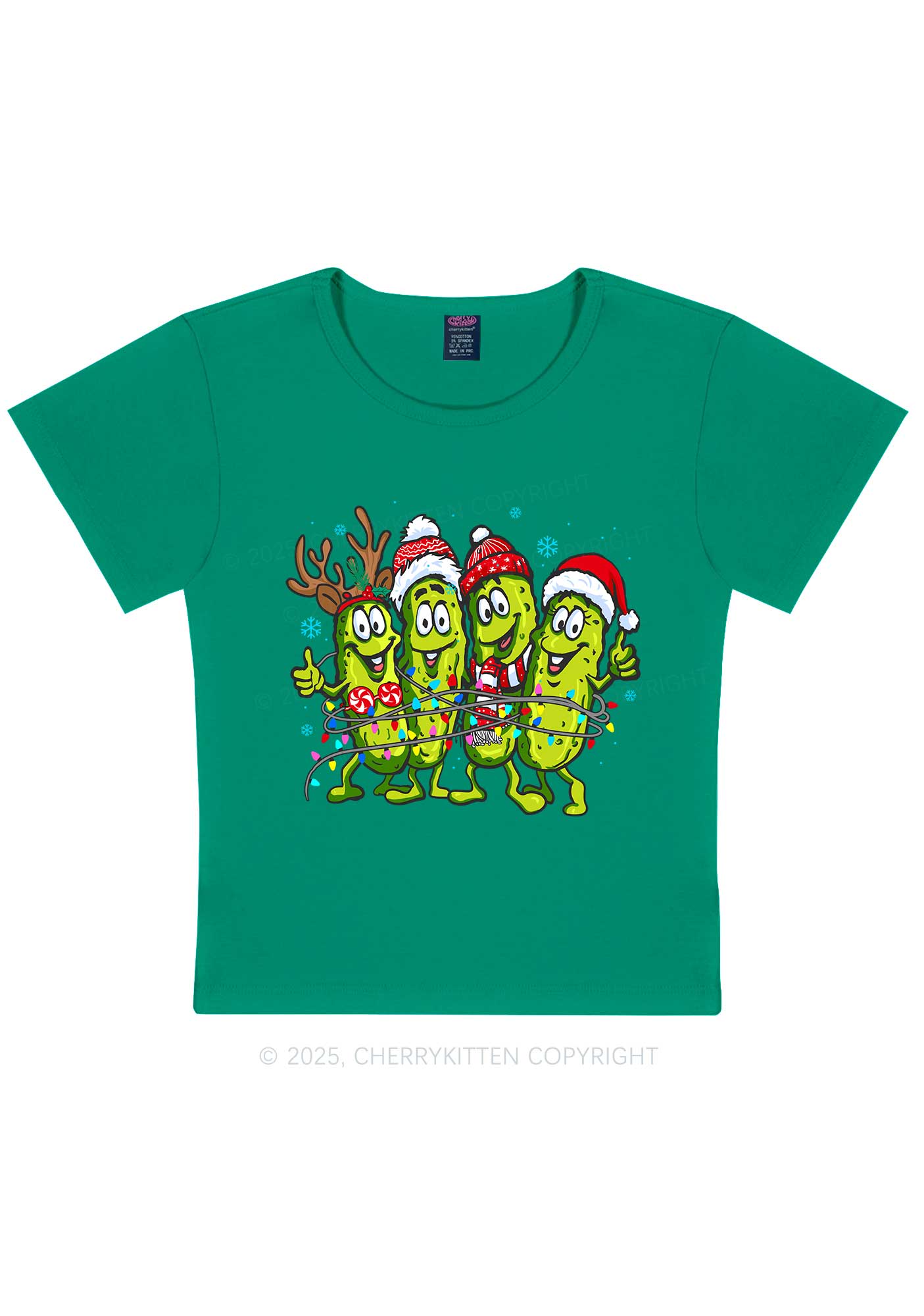 Christmas Cheerful Pickles Y2K Baby Tee Cherrykitten
