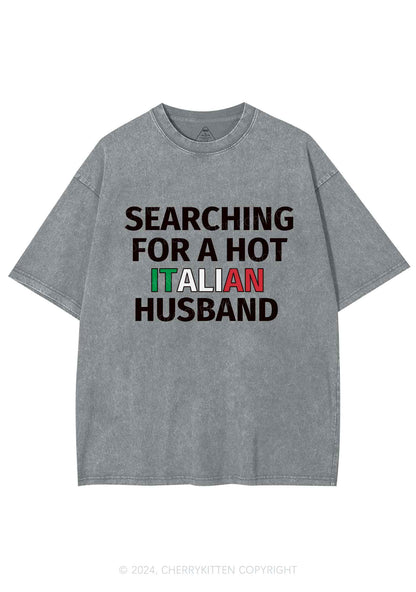 Hot Italian Husband Y2K Valentine's Day Washed Tee Cherrykitten