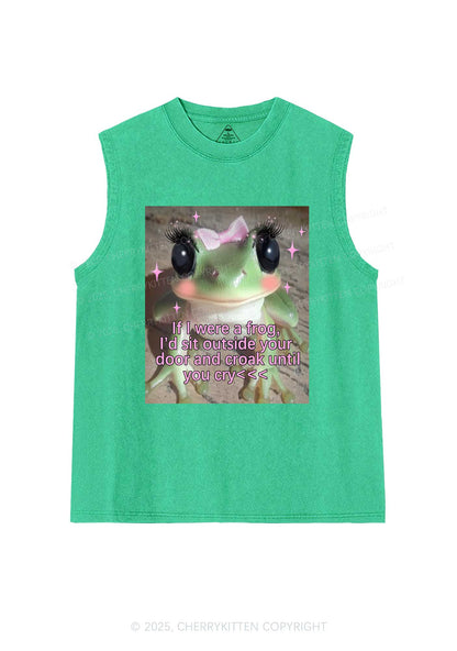If I Were Frog Y2K Washed Muscle Tank Cherrykitten