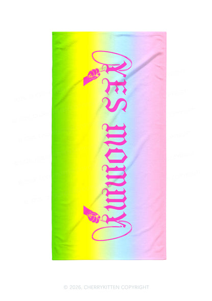 Yes Mommy Rainbow Y2K Beach Towel Cherrykitten
